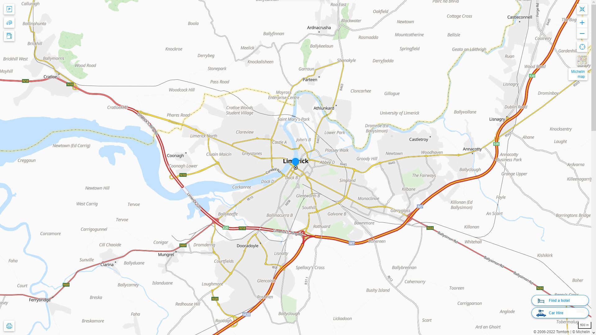 Limerick Irlande Autoroute et carte routiere